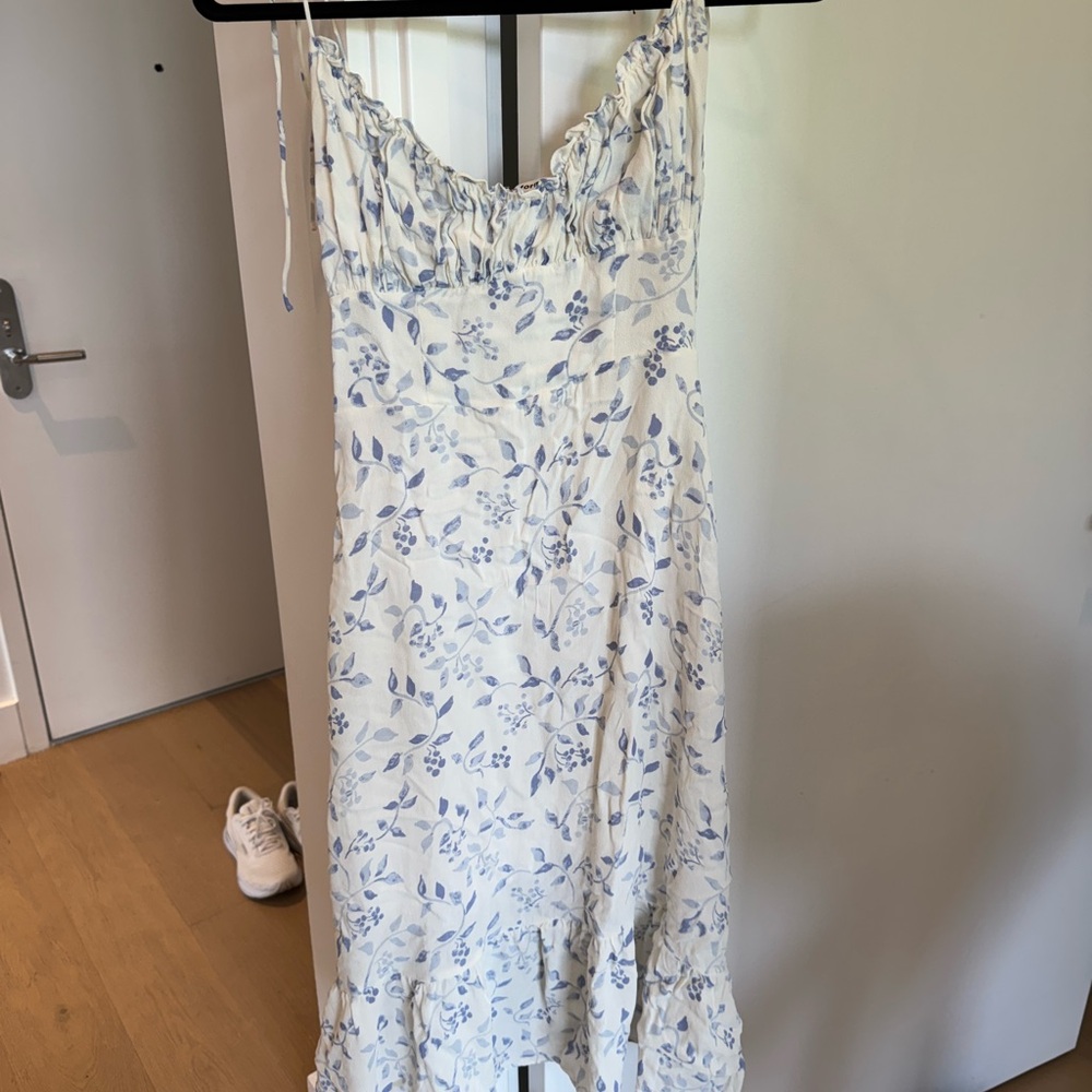 Reformation Floral Blue and White Dress